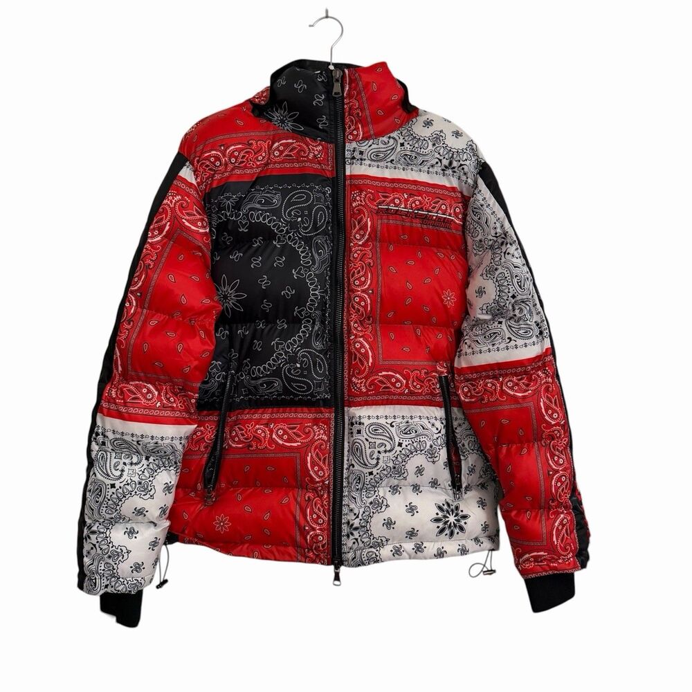 Rockstar Original Puffer Jacker Mens Large Kyro Red Bandana Removable Hood